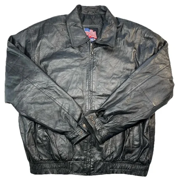 VINTAGE US ARMY LEATHER Bomber JACKET MENS Large Runs Larger See Measure Pics - Picture 5 of 10